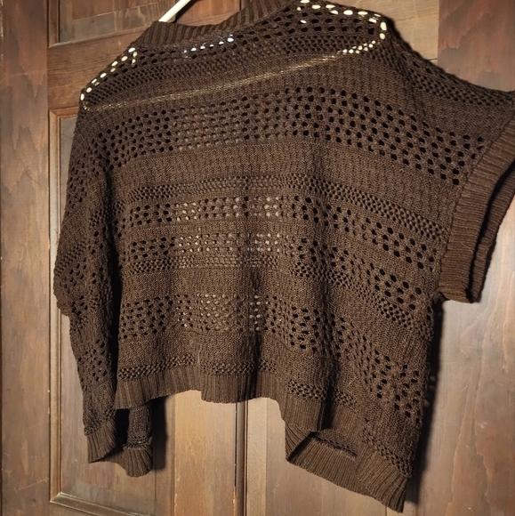 NY Collection Open Knit Short Sleeve Sweater Cardigan - Picture 3 of 5